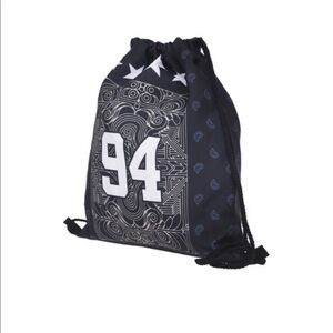 Black Bandana Unisex Draw String Backpack Bag Sack
